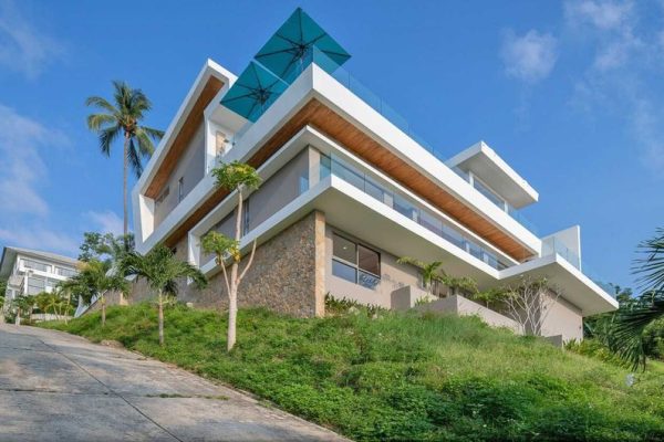 Unique exotic inspired 5 bedroom sea view villa on a beautiful hillside in Chaweng Noi-VIL0016